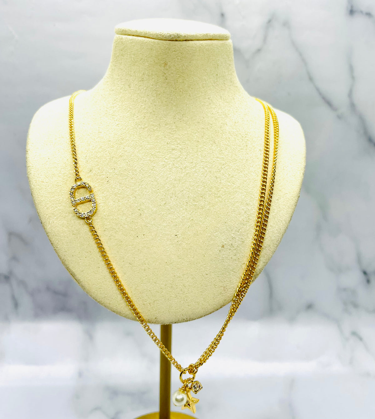 CHRISTIAN DIOR Rhinestone Chain Necklace - Pre owned