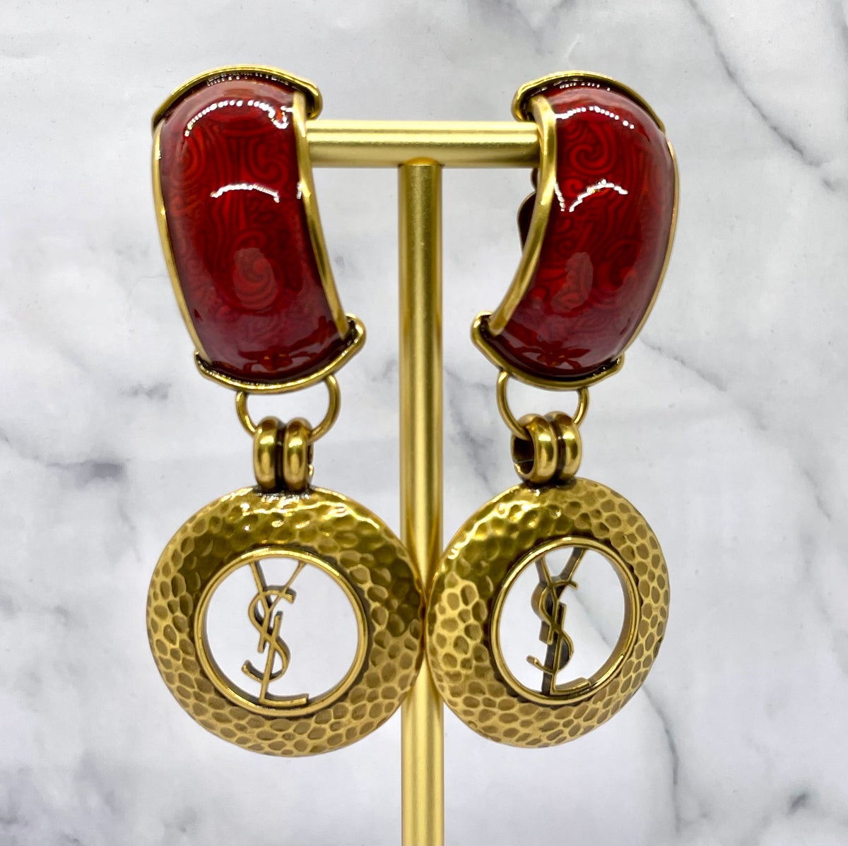YSL YVES SAINT LAURENT Clip On Statement Earrings - Pre owned