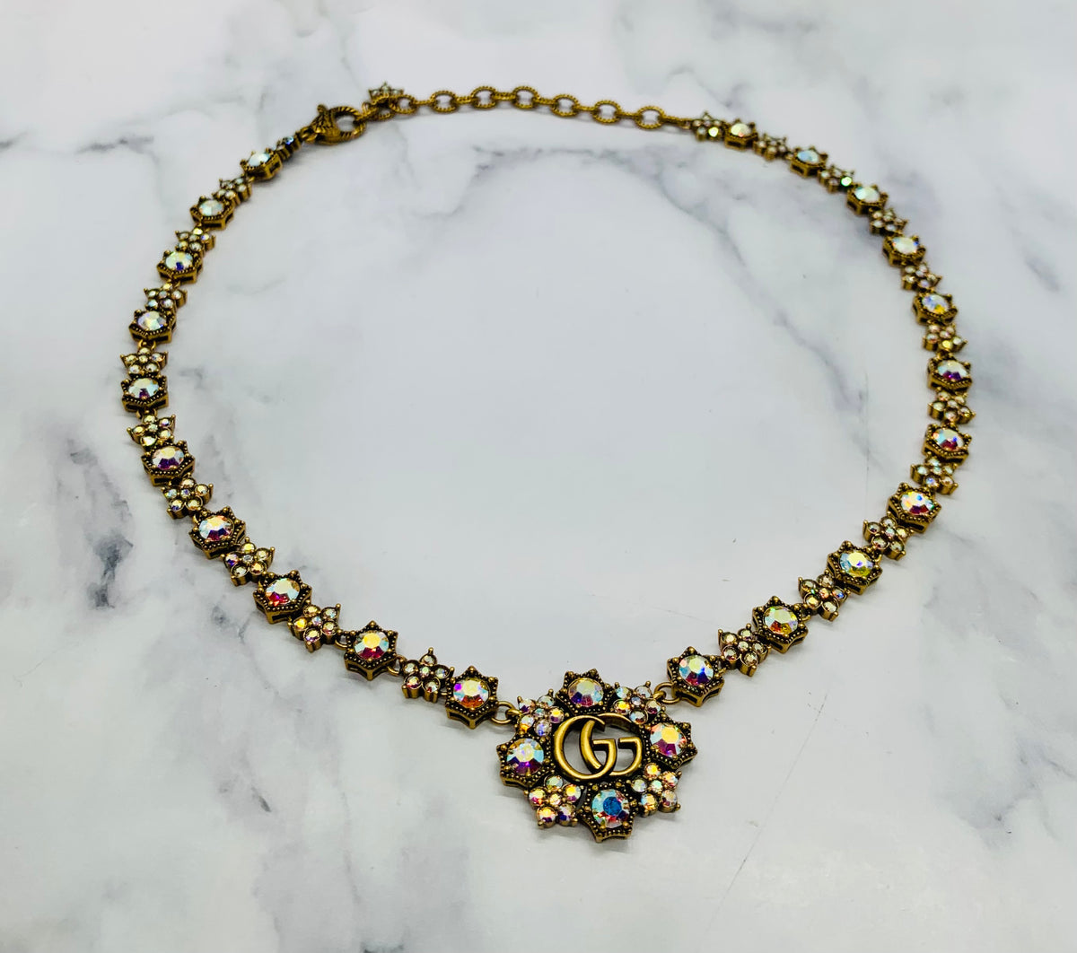 GUCCI GG Iridescent Rhinestone Necklace - Pre owned