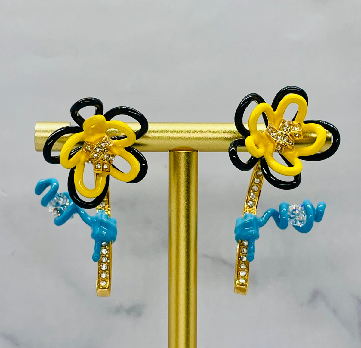 BOTTEGA VENETTA Floral Rhinestone Earrings - Pre owned