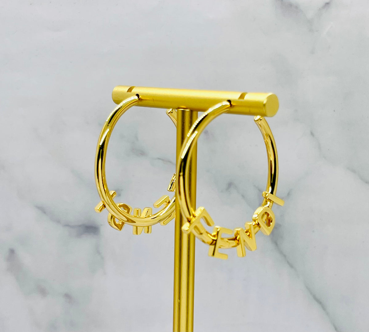 FENDI Gold Tone Hoop Earrings - Pre owned