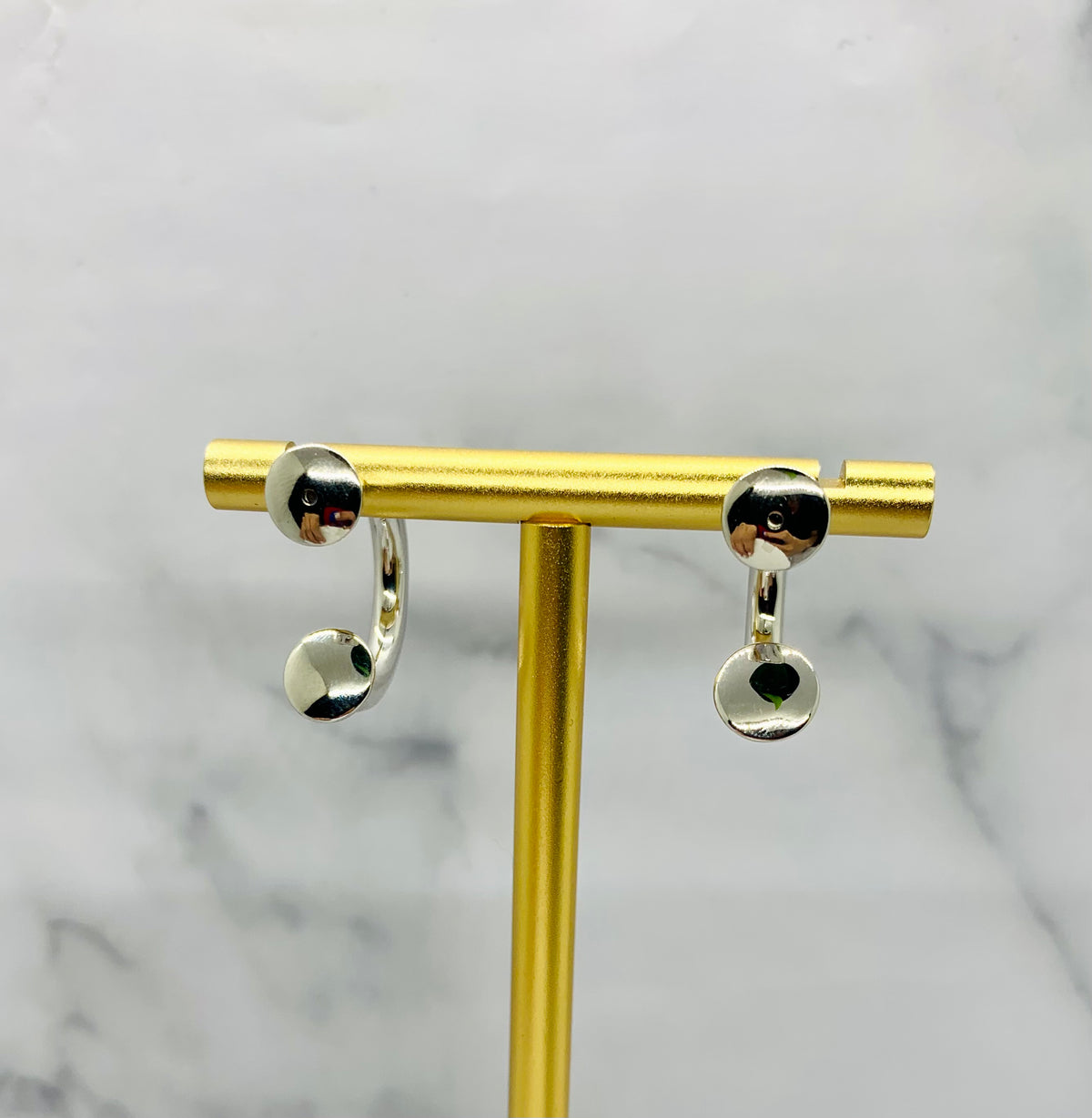 BOTTEGA VENETA Silver Ellipse Hoop Earrings - Pre owned