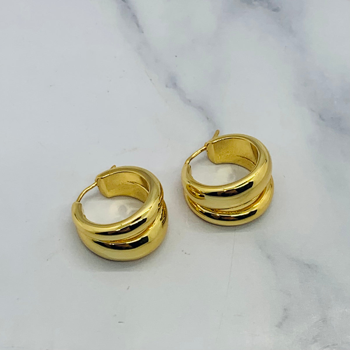 CELINE Gold Tone Hoop Earrings - Pre owned