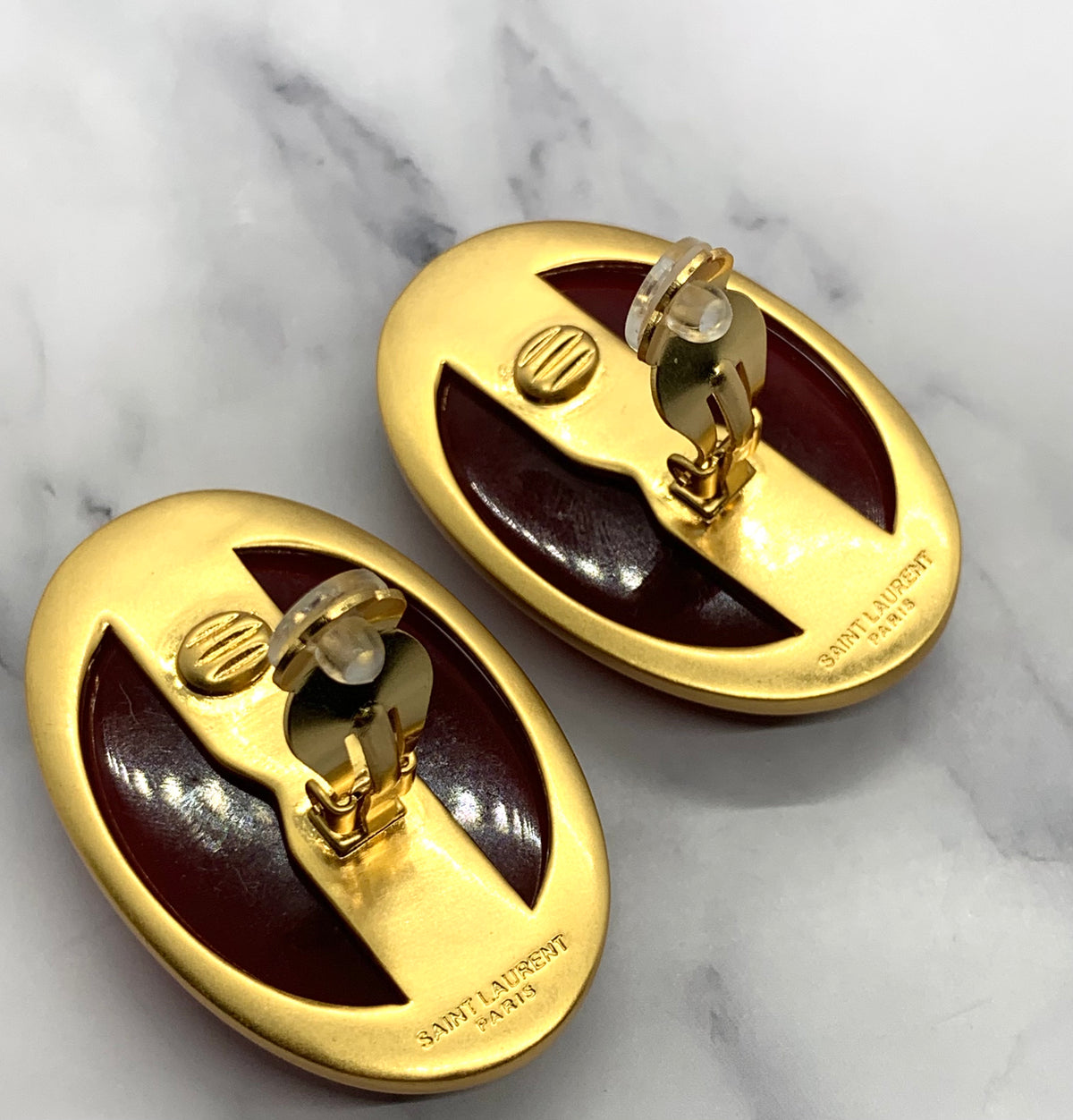 YSL YVES SAINT LAURENT Carnelian Clip On Earrings - Pre owned