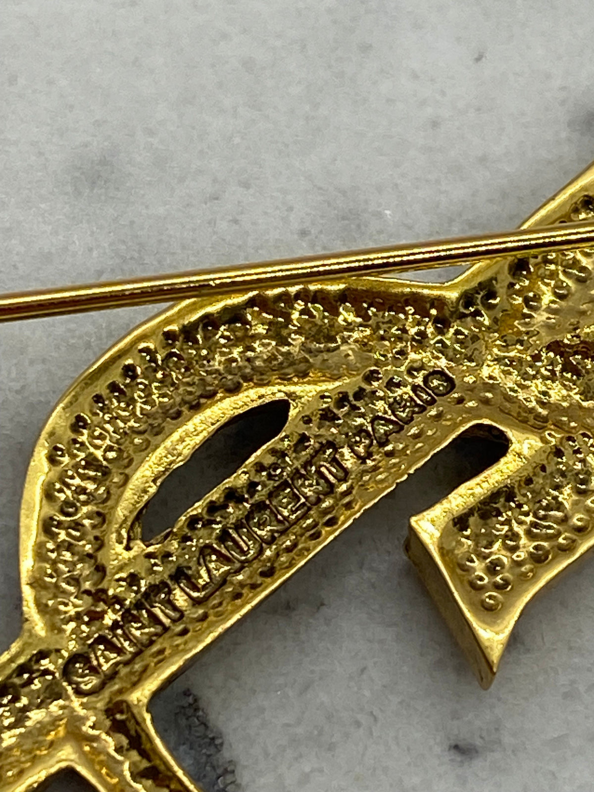 Yves Saint Laurent Gold & Black Enamel Brooch Pin