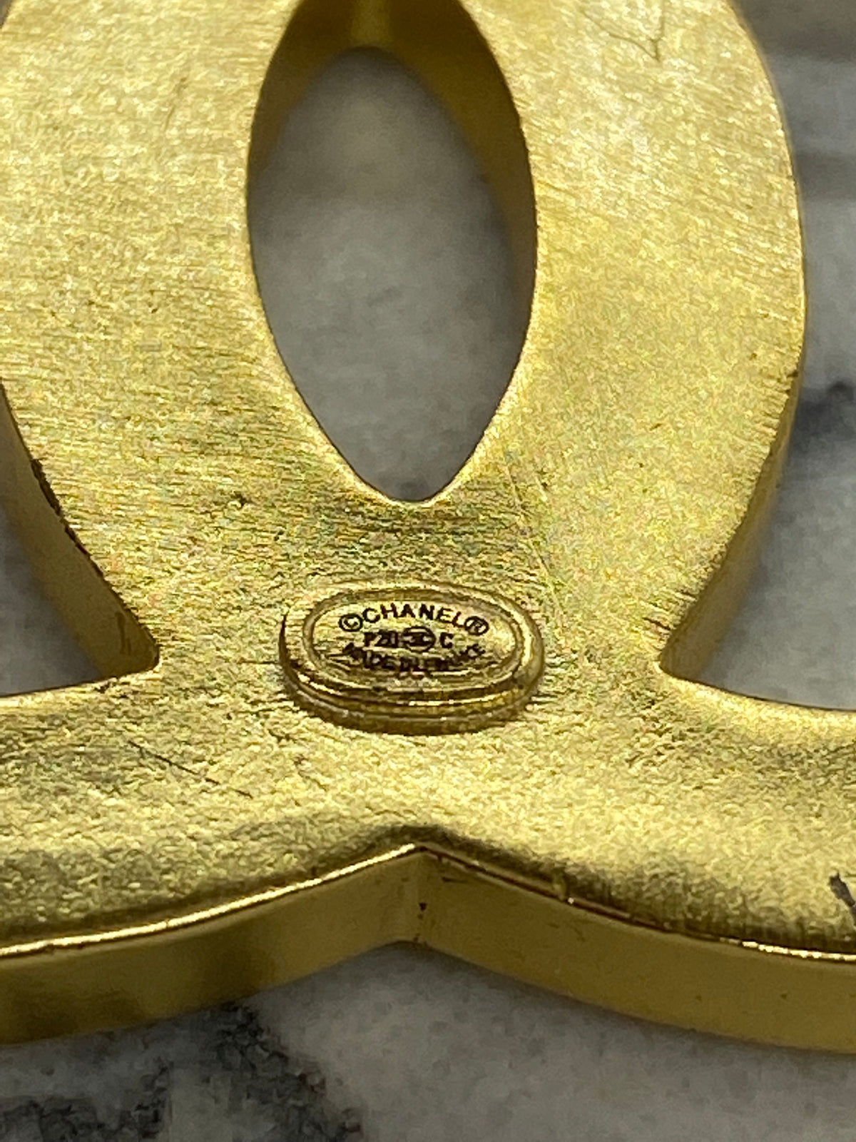 CHANEL CC Gold Molten Brooch Pin - USED