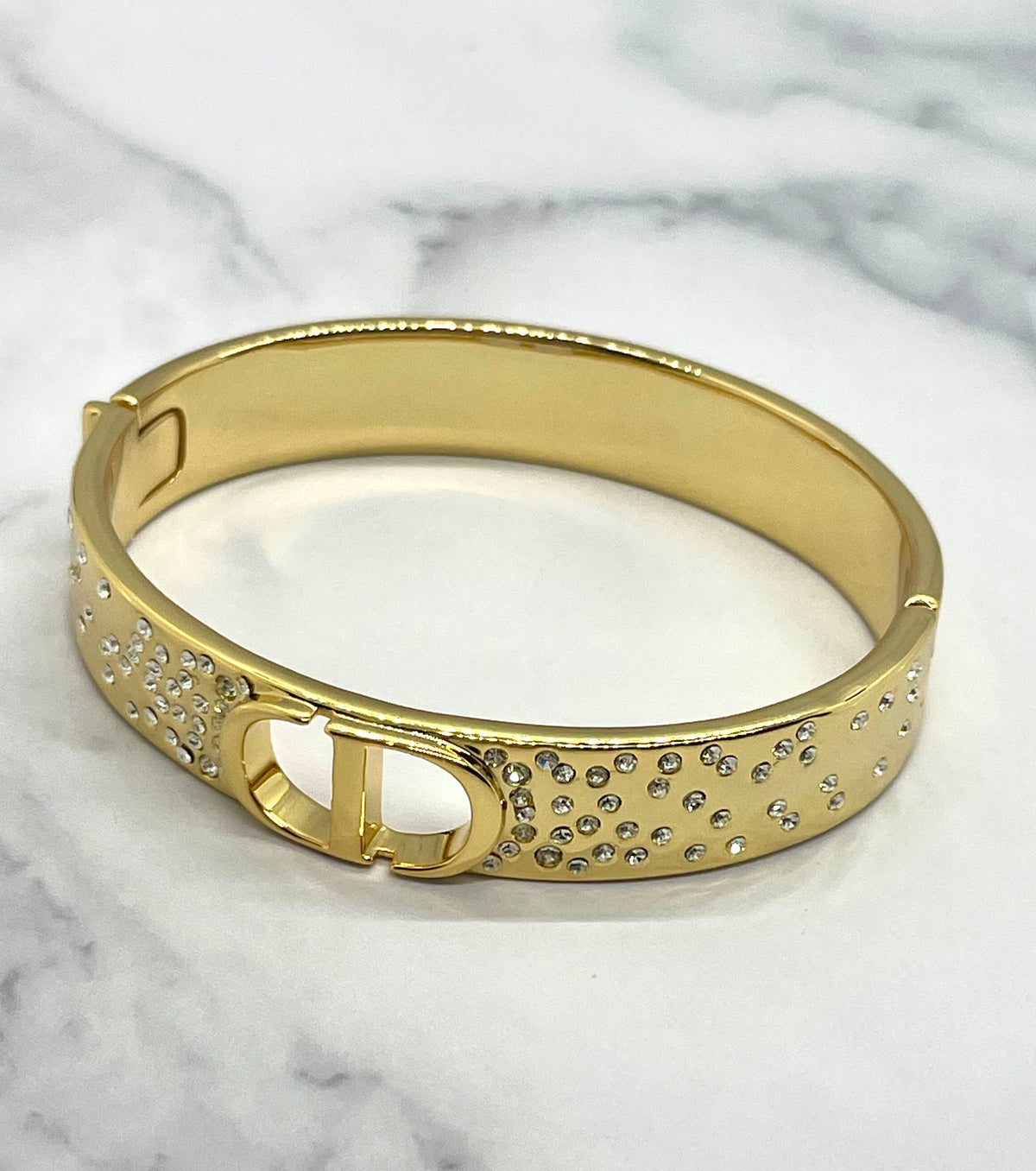 CHRISTIAN DIOR CD Rhinestone Cuff Bracelet - Pre owned