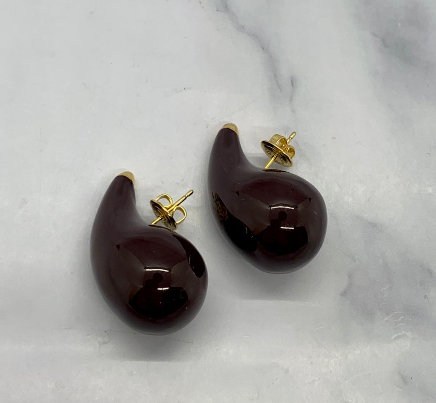 BOTTEGA VENETA Eggplant Tear Drop Earrings - Pre owned