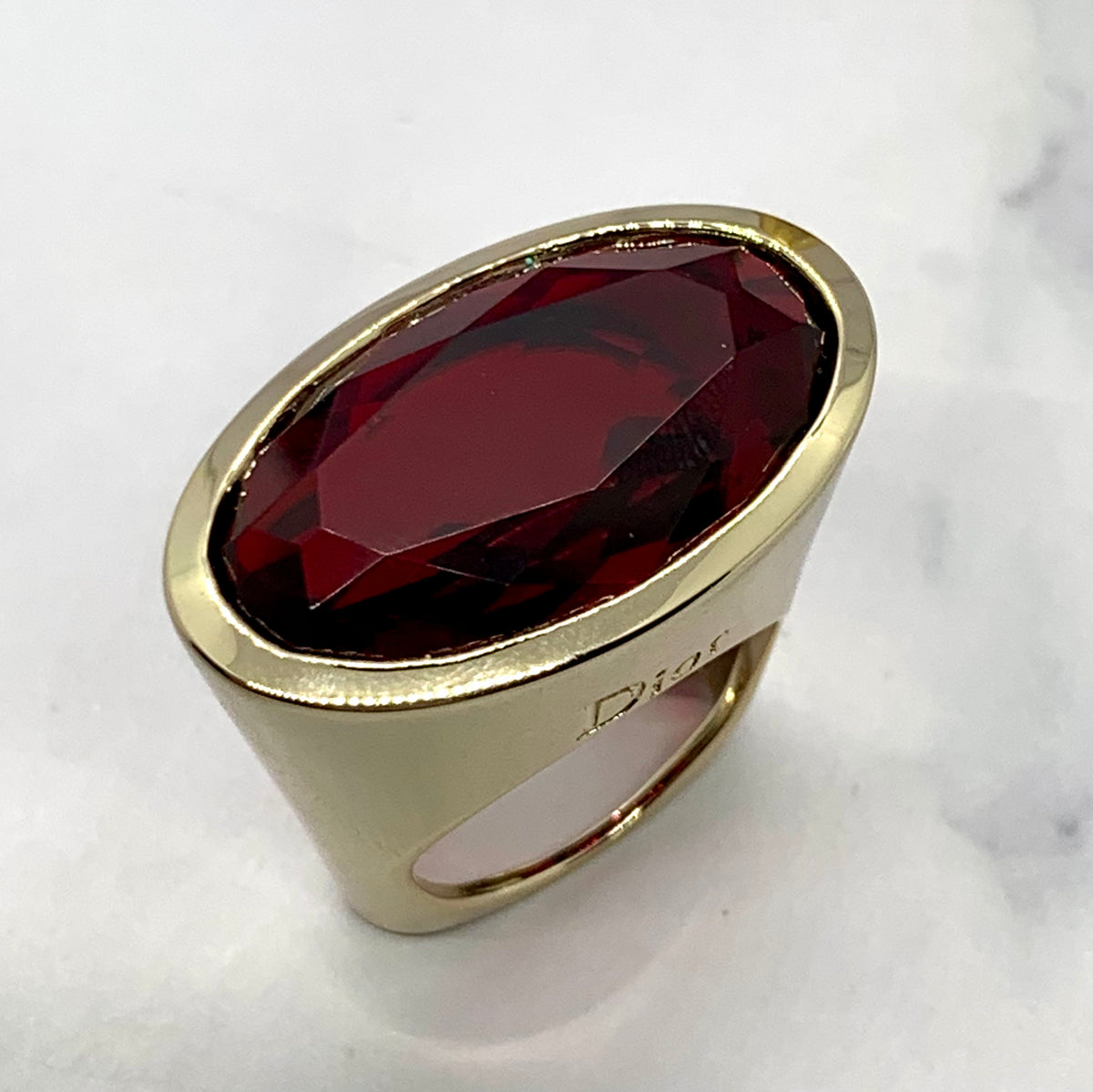 CHRISTIAN DIOR Cocktail Ruby Ring Size M 7 - Pre owned