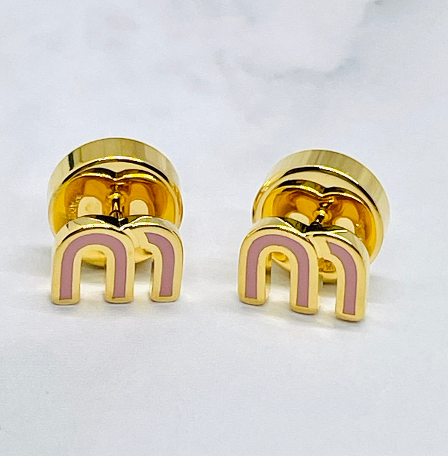 MIU MIU Pink Monogram Earrings - Pre owned