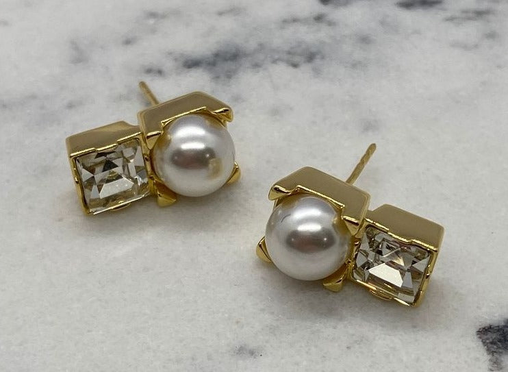 MIU MIU Pearl & Rhinestone Earrings - Pre owned