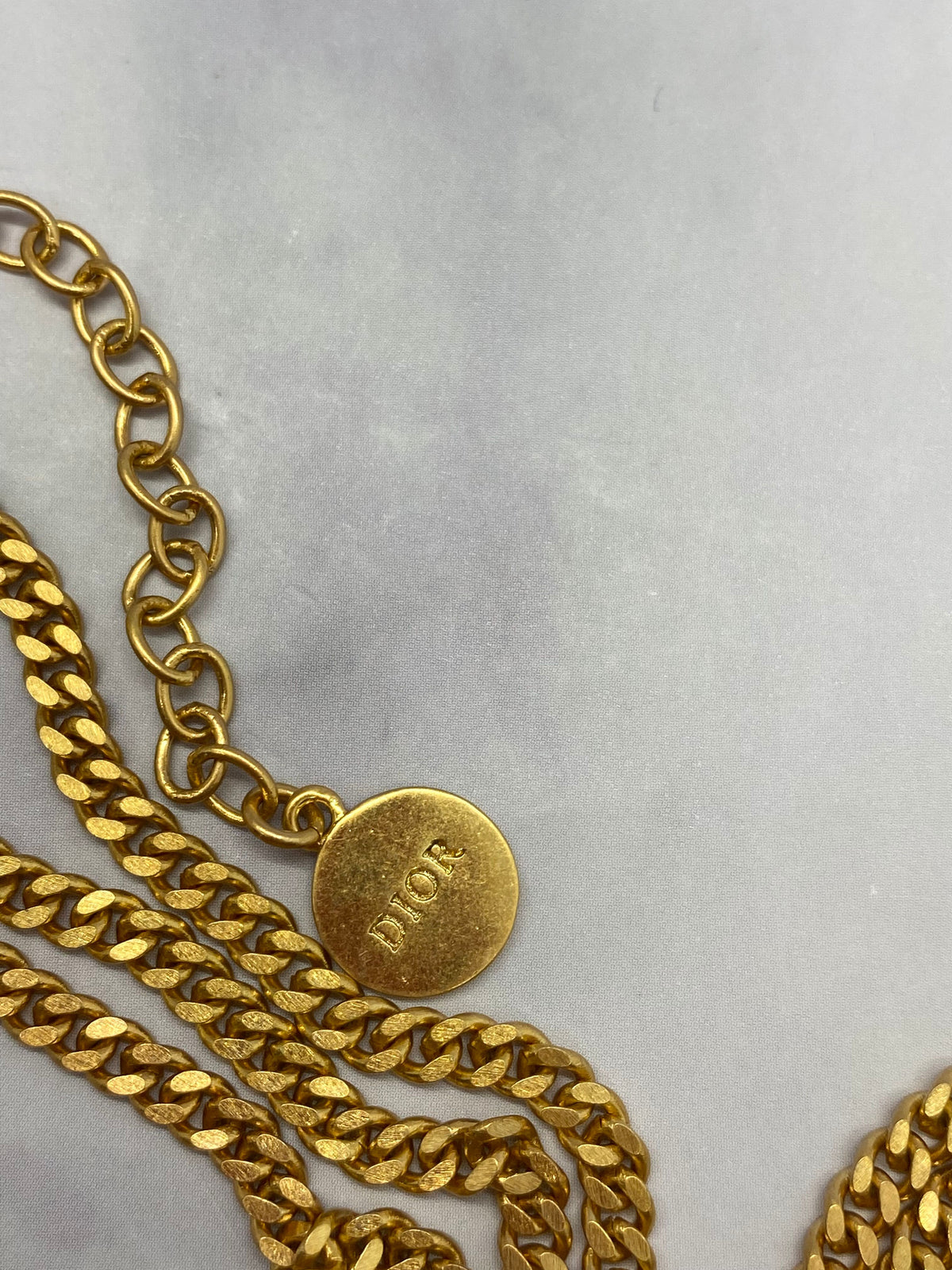 CHRISTIAN DIOR CD Gold Tone Statement Necklace - Pre owned