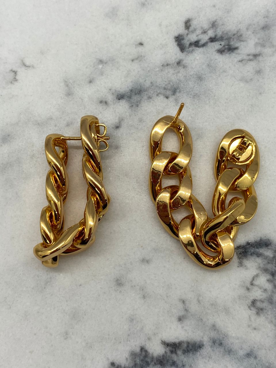 BOTTEGA VENETA Gold Chain Hoop Earrings - Pre owned