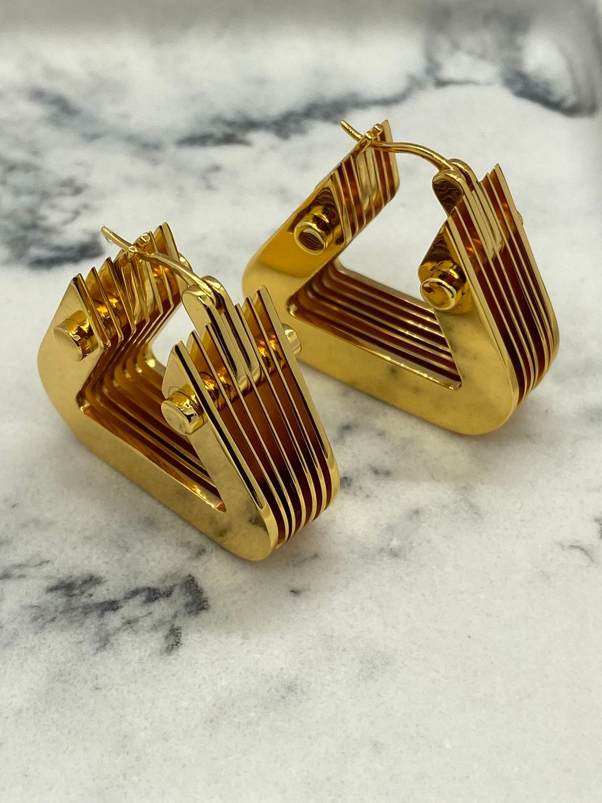BOTTEGA VENETA Gold Tone Bolt Earrings - Pre owned
