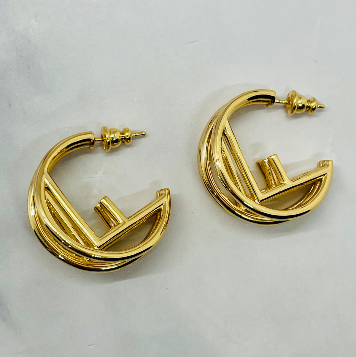 FENDI Triple Hoop Monogram Earrings - Pre owned