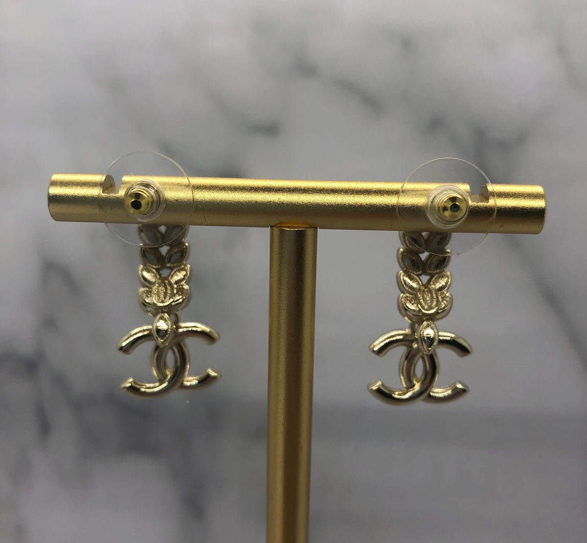 CHANEL CC Rhinestone Pendant Earrings - USED