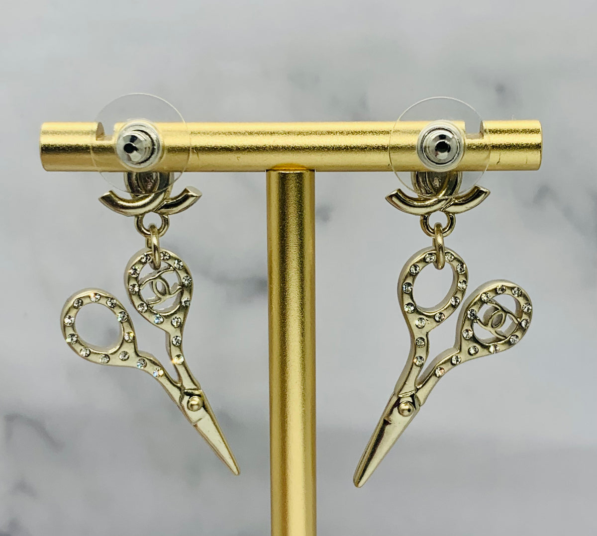 CHANEL CC Scissors Pendant Earrings - Pre owned