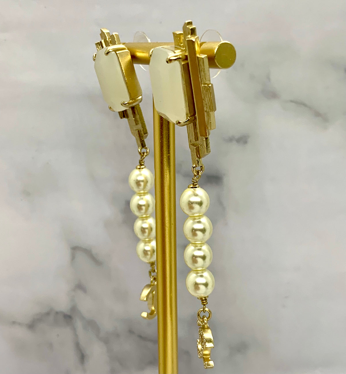 CHANEL CC Statement Pendant Earrings - USED