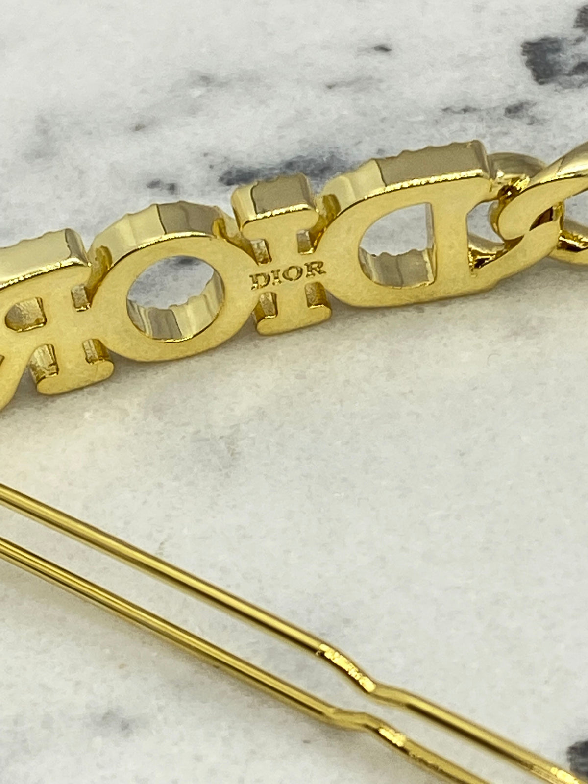 CHRISTIAN DIOR Gold Tone Rhinestone Hair Clip Barrette - Pre owned