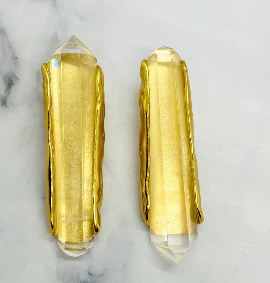 YSL YVES SAINT LAURENT Crystal Shard Clip On Earrings - Pre owned