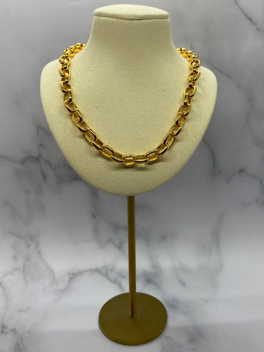 BOTTEGA VENETA Gold Tone Chain Necklace - Pre owned