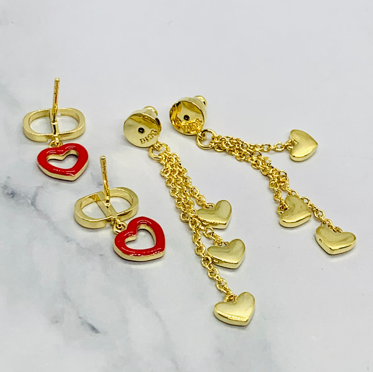 CHRISTIAN DIOR Hearts Pendant Earrings - Pre owned