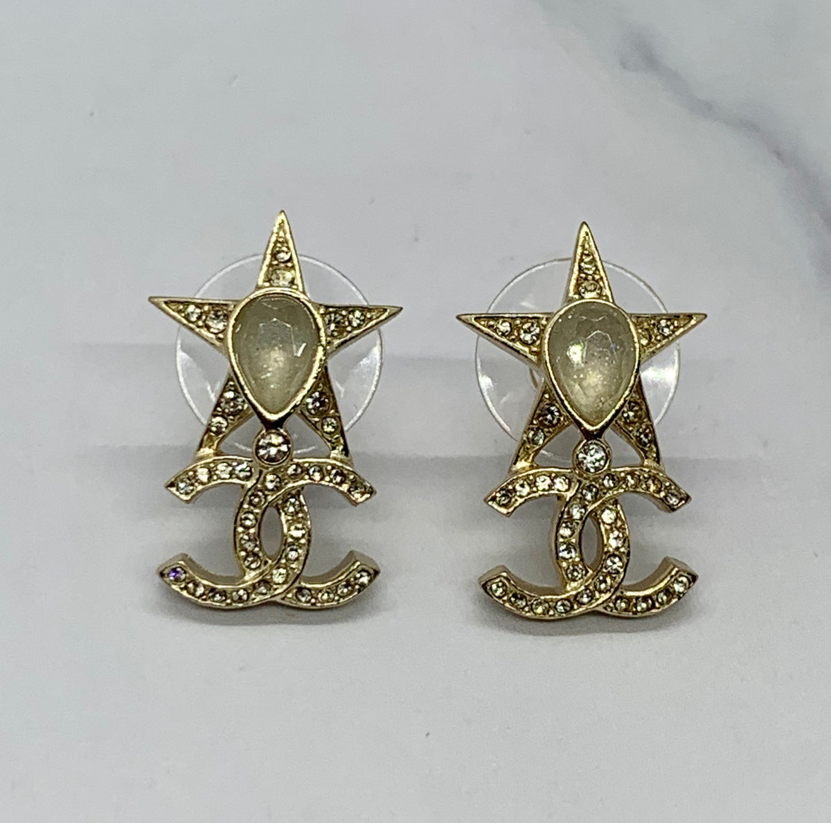 CHANEL CC Star Rhinestone Earrings - Pre owned