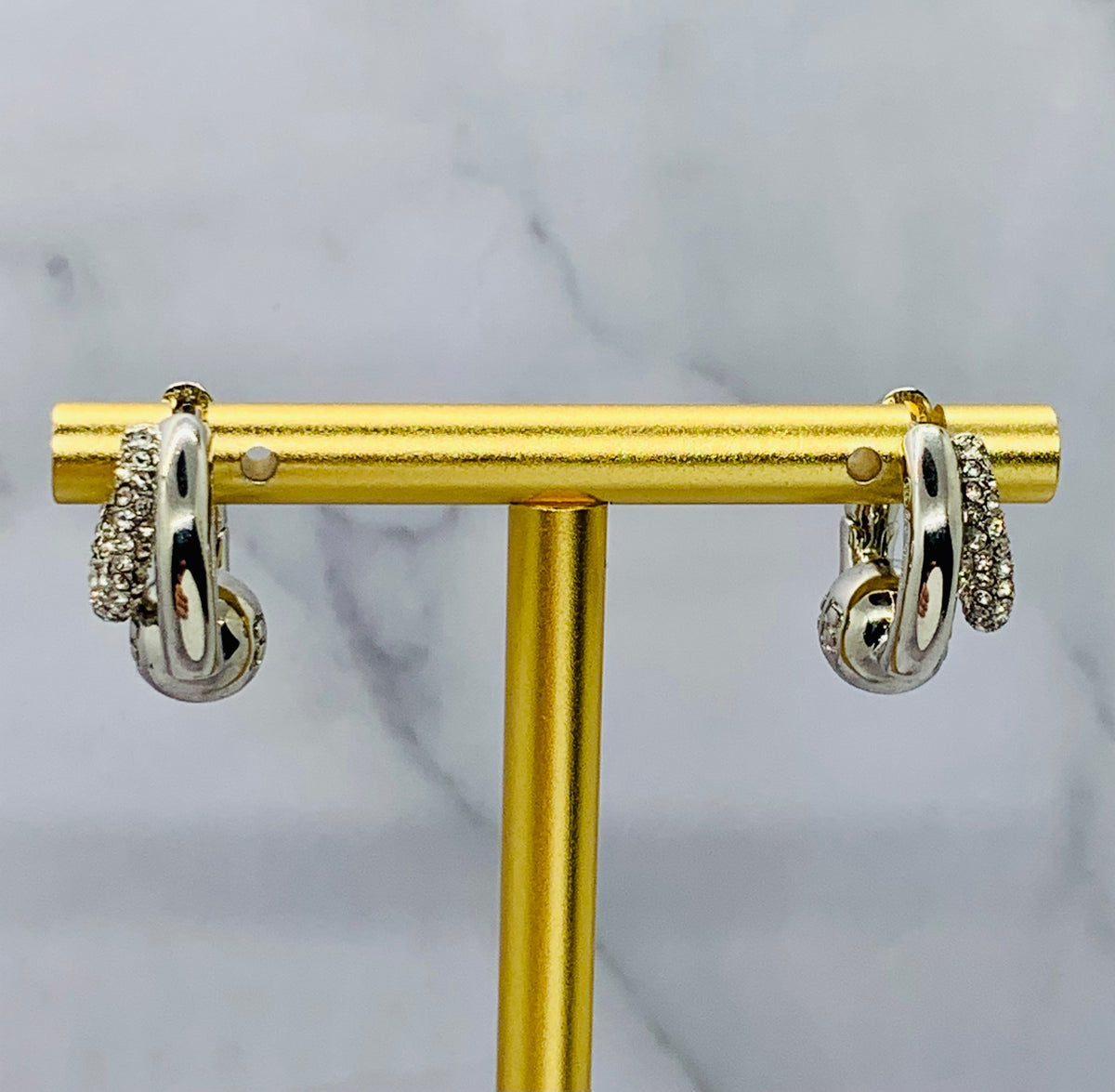 BALENCIAGA Rhinestone Hoop Earrings - Pre owned