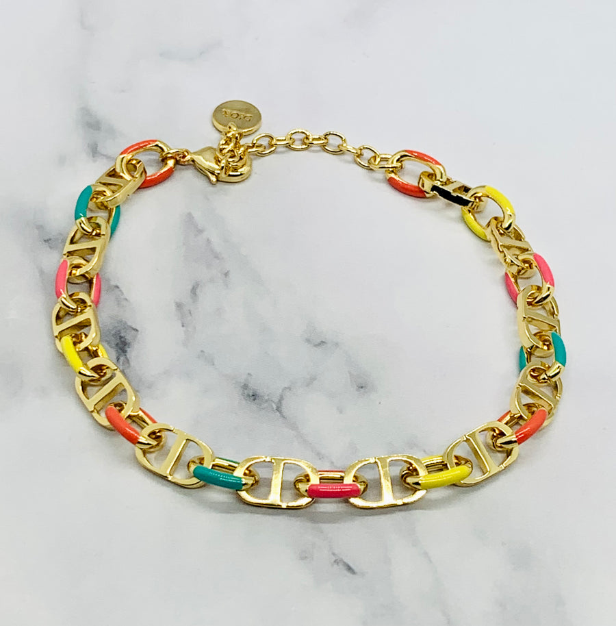 CHRISTIAN DIOR CD Colored Chain Bracelet - Pre owned
