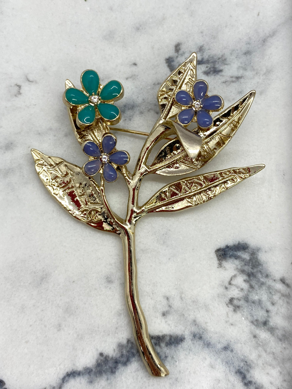 CHANEL CC Flower Branch Brooch - DAMAGED