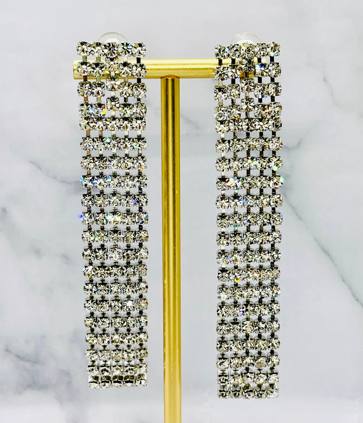 YSL YVES SAINT LAURENT Rhinestone Statement Earrings - Pre owned