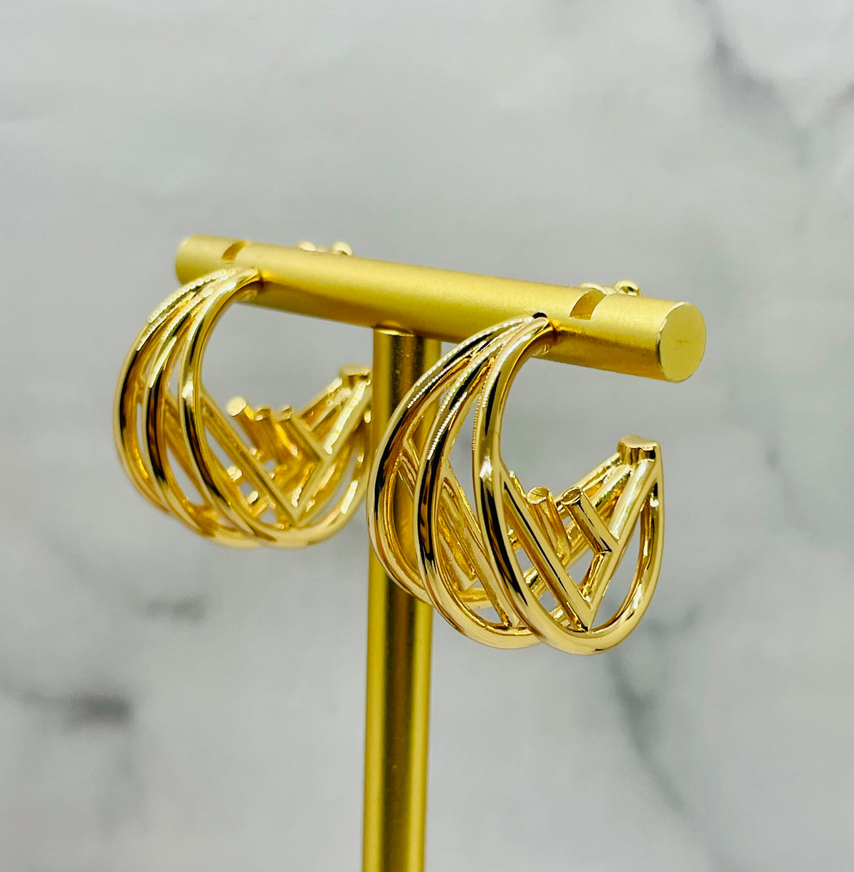 FENDI Triple Hoop Monogram Earrings - Pre owned