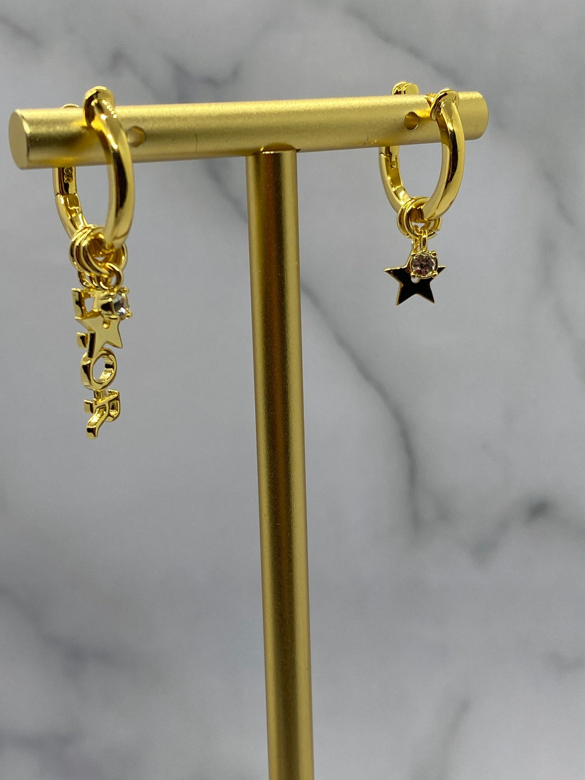 CHRISTIAN DIOR Gold Tone Charm Hoop Earrings - Pre owned