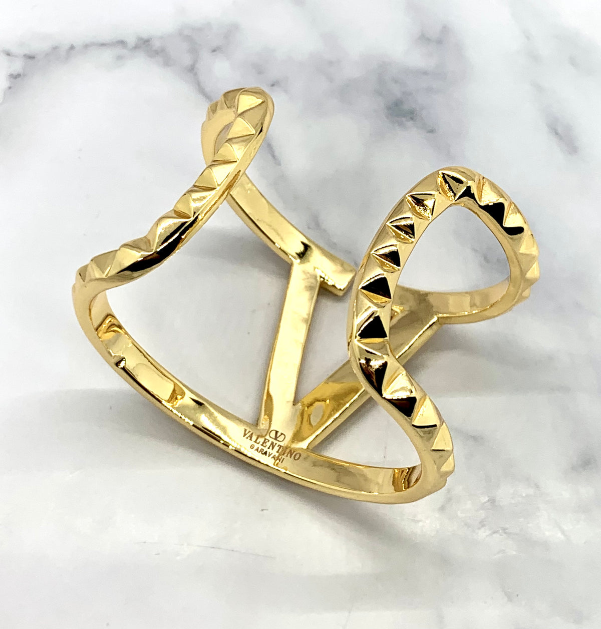 VALENTINO V Gold Rockstud Cuff Bracelet - Pre owned