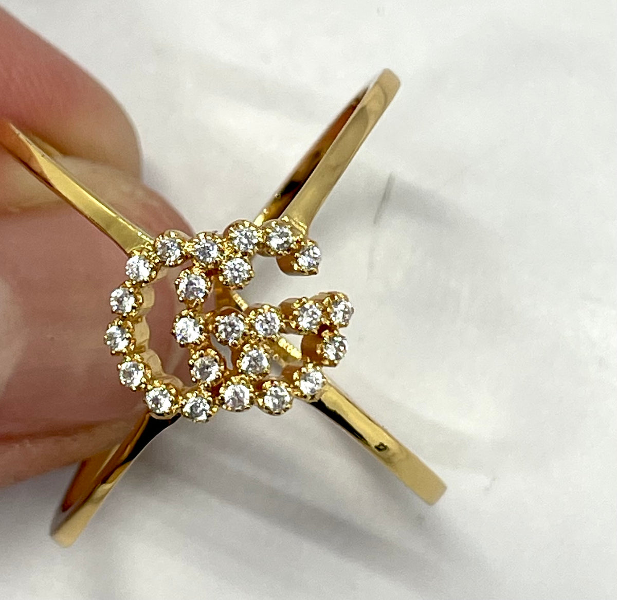 GUCCI Rhinestone Monogram Ring Size 7 - Pre owned