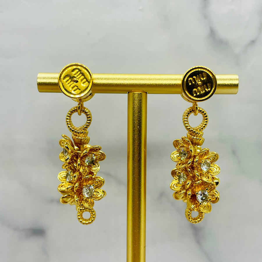 MIU MIU Floral Cluster Pendant Earrings - Pre owned