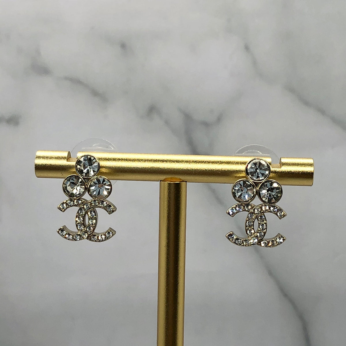 CHANEL CC Rhinestone Earrings - Pre owned