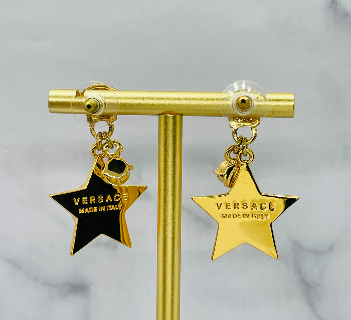 VERSACE Star Medusa Rhinestone Pendant Earrings - Pre owned