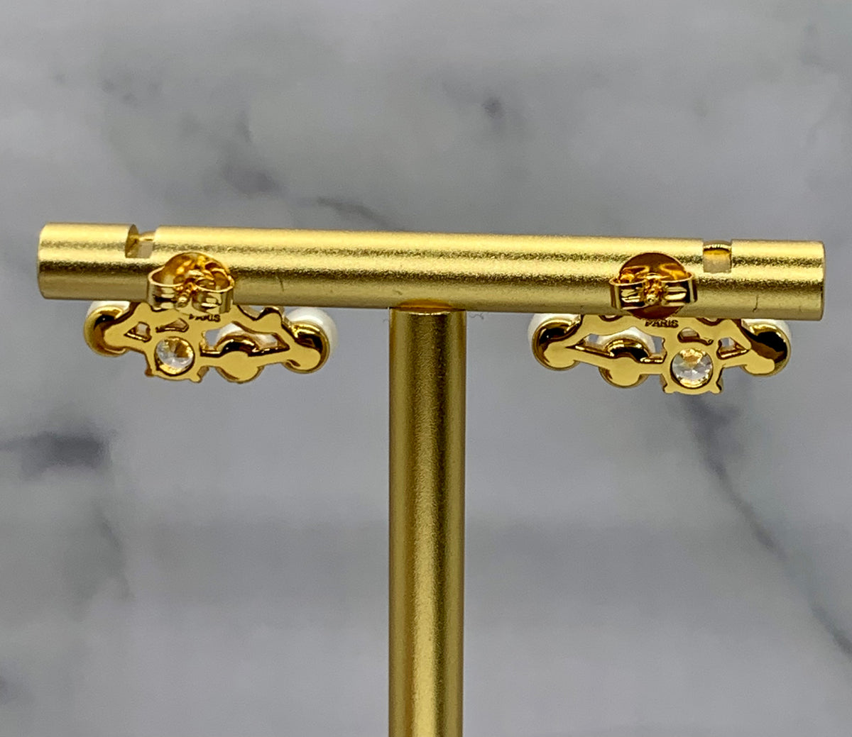CELINE Pearl Monogram Logo Earrings - Pre owned