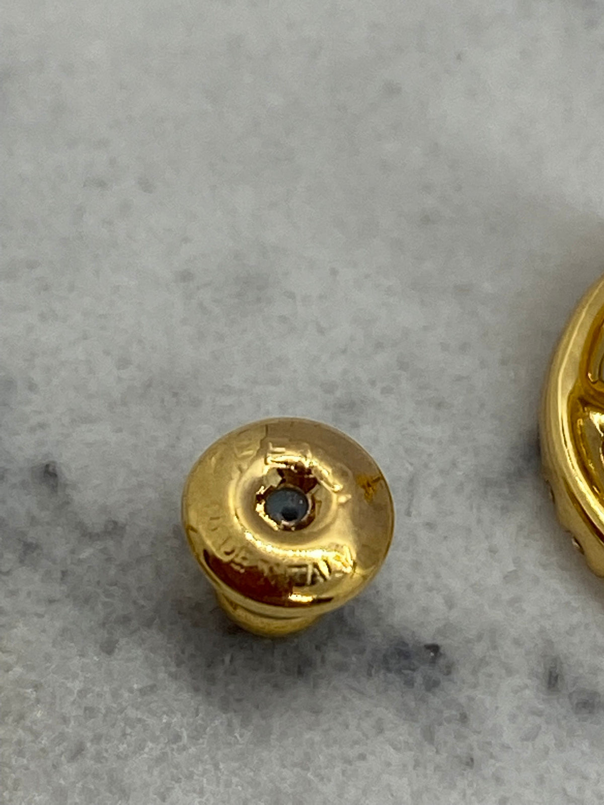 FENDI F Gold Tone White Rhinestone Small Earrings - Pre owned