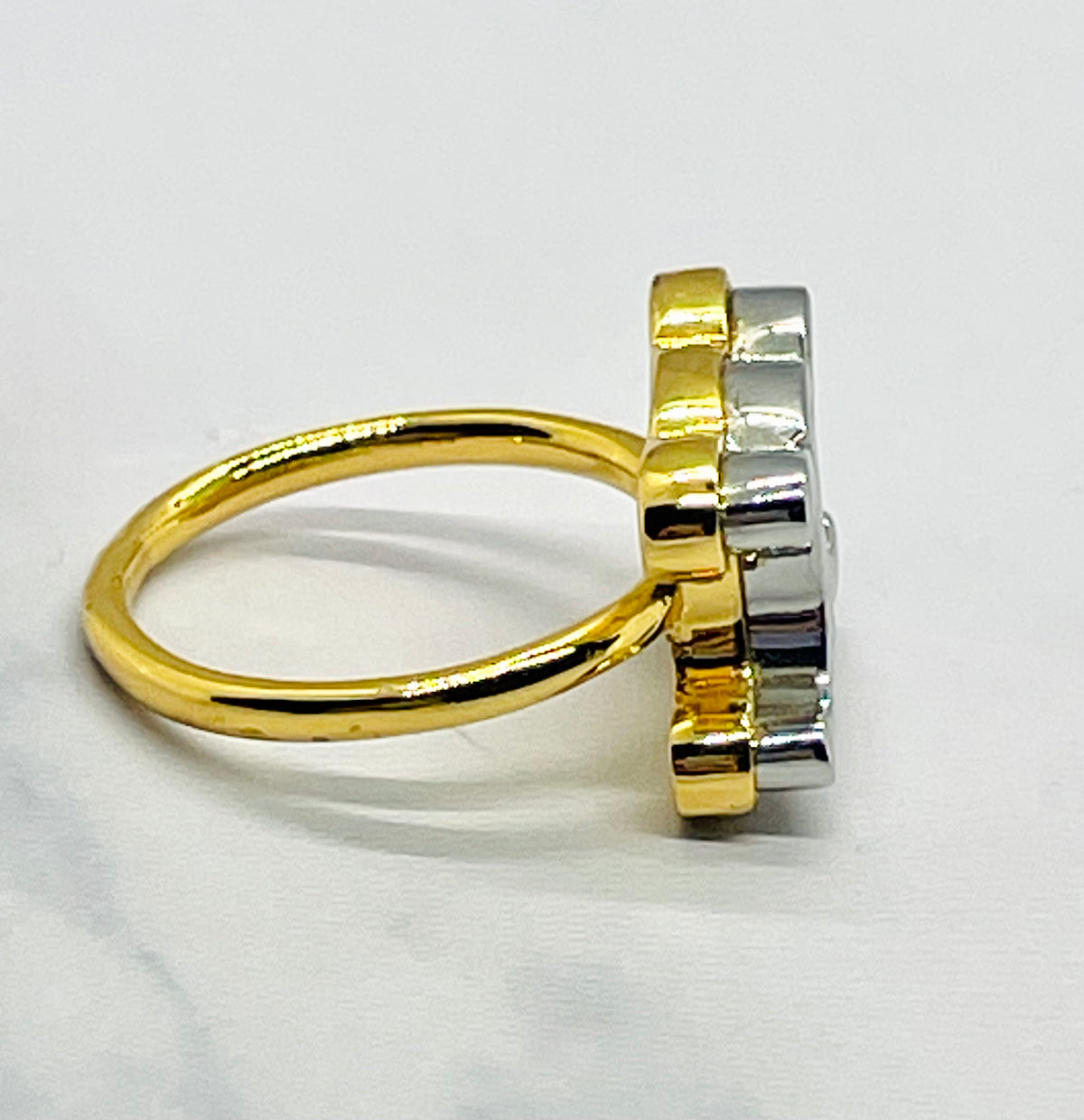 CELINE Monogram Silver & Gold Tone Ring size 7 M - Pre owned