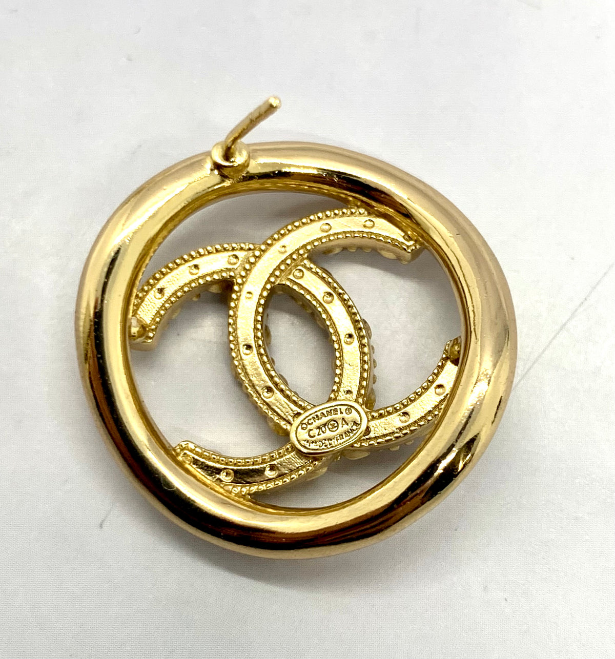 CHANEL CC Gold Tone Rhinestone Earrings - Pre owned