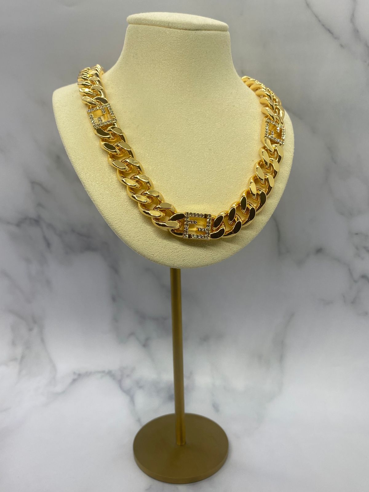 FENDI FF Gold Chain Statement Necklace - Pre owned