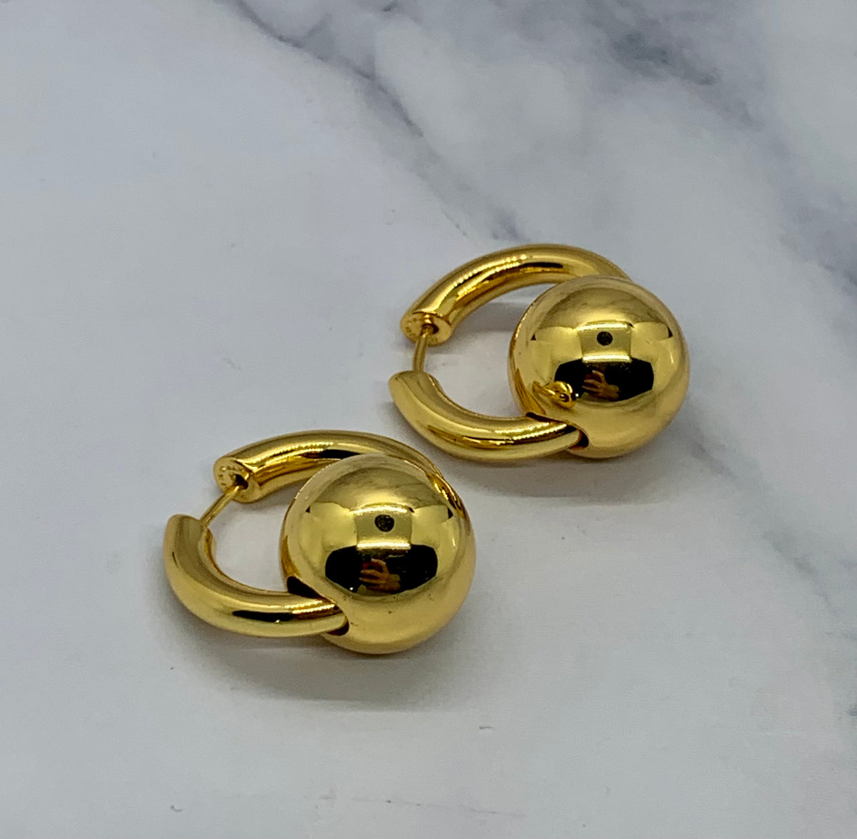 BALENCIAGA Gold Tone Bar bell Earrings - Pre owned