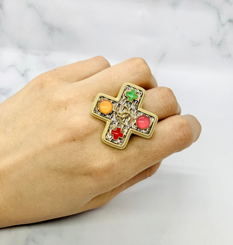 CHANEL Vintage Cross Ring - Size 7 , USED