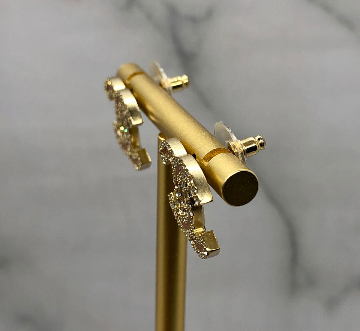 CHANEL CC Caramel Rhinestone Earrings - Pre owned