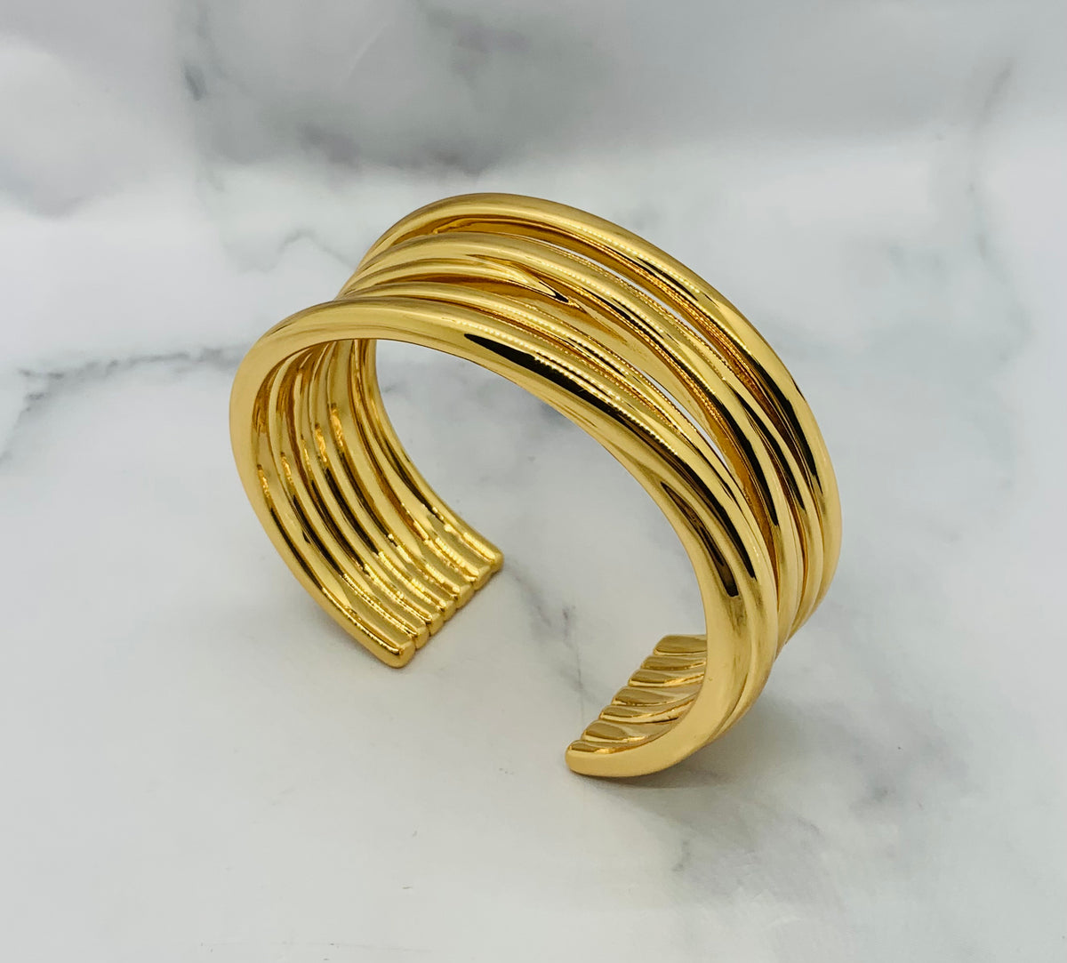 YSL YVES SAINT LAURENT Gold Tone Cuff Bracelet - Pre owned
