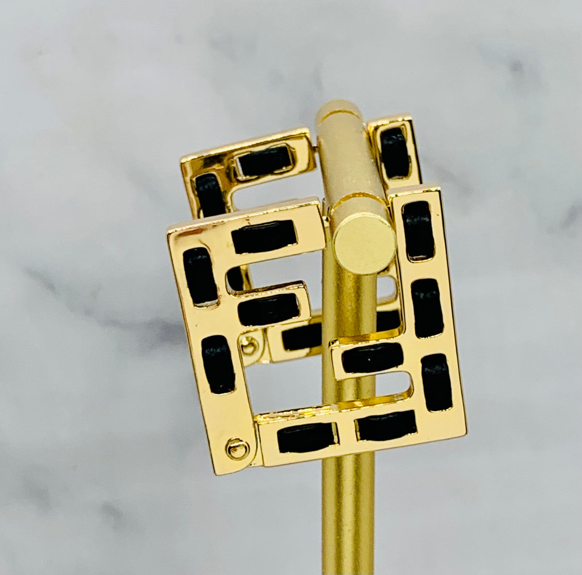 FENDI FF Gold & Leather Earrings - Pre owned
