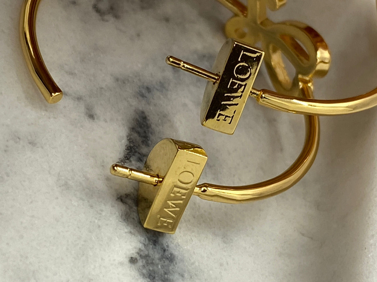 LOEWE L Gold Tone Hoop Earrings - Pre owned