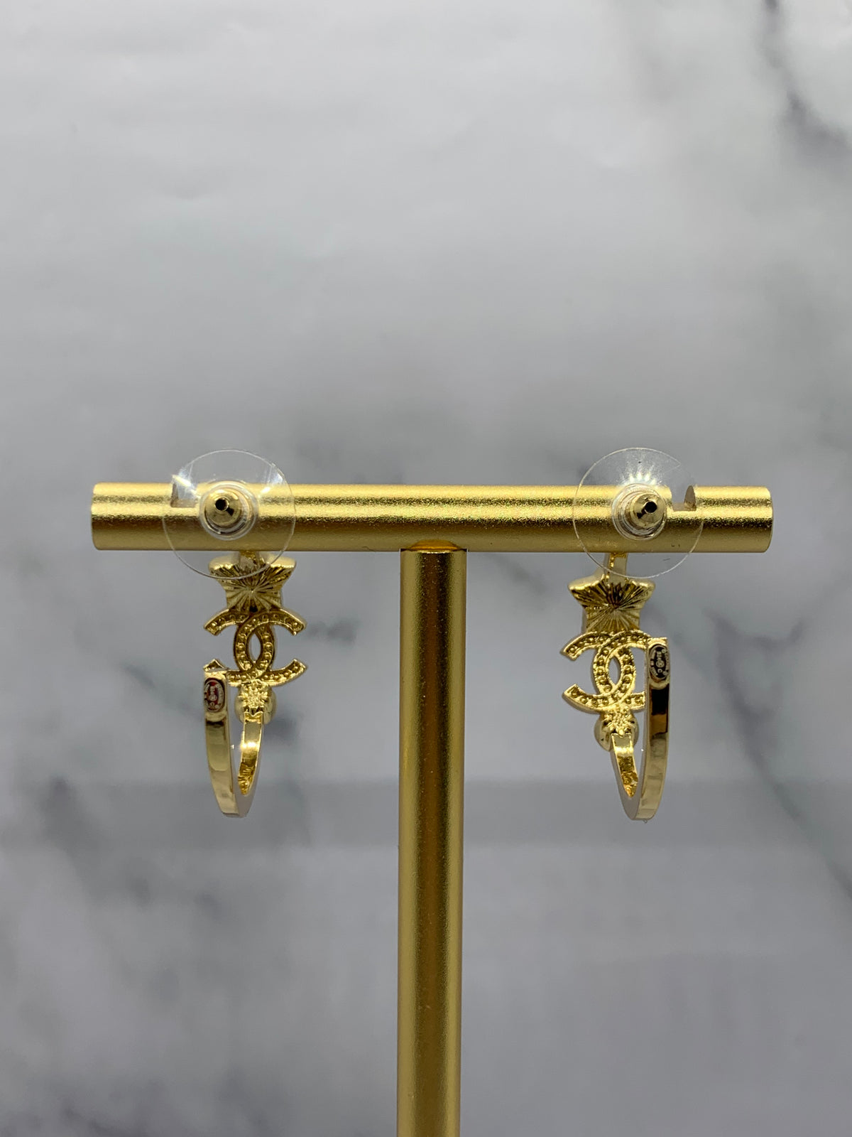 CHANEL CC Star Hoop Earrings - Pre owned